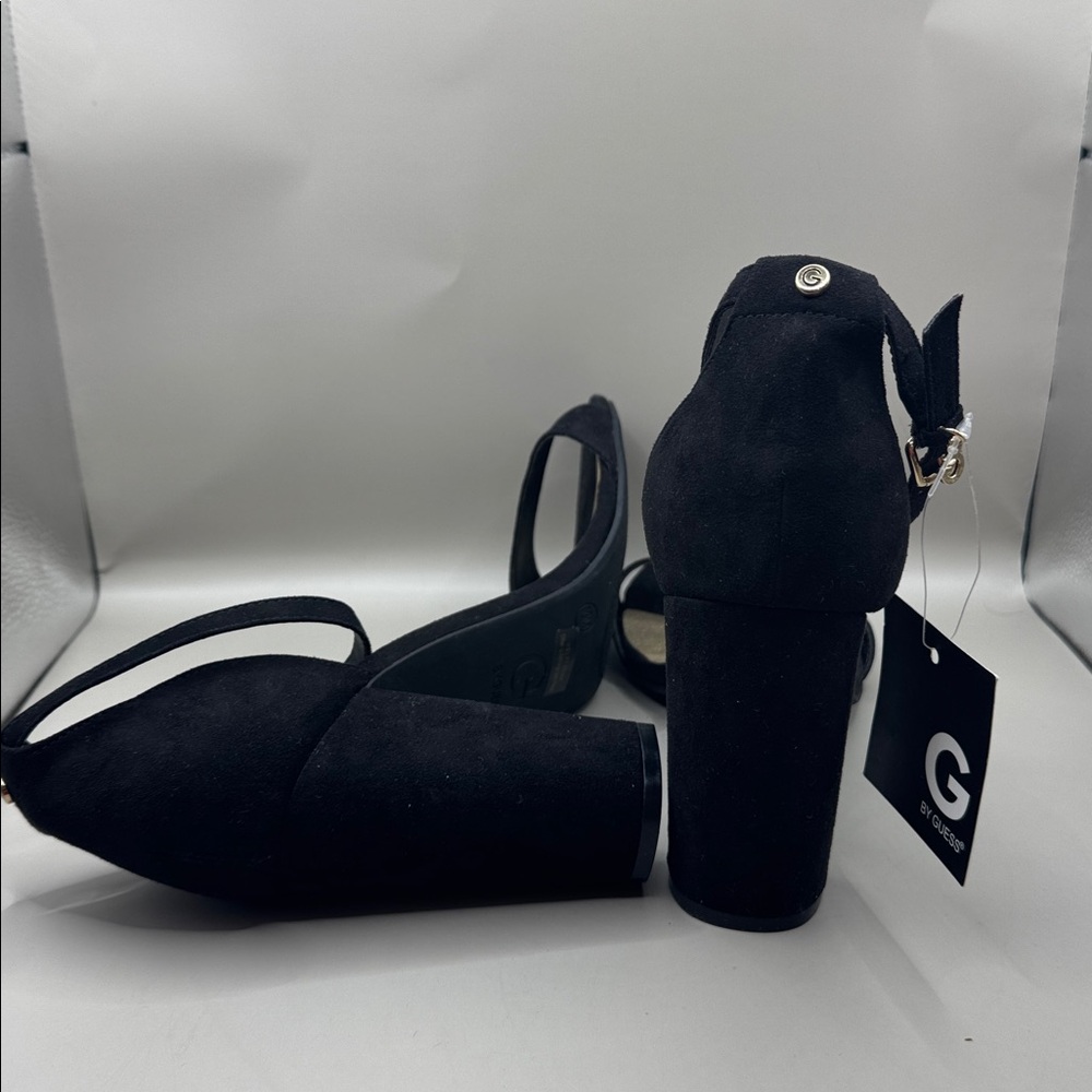 G by GUESS black faux suede heeled sandals - Picture 3 of 5
